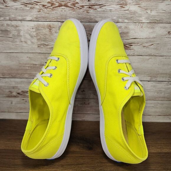 Keds Women's Champion Seasonal Canvas Low Top Sneaker Neon Yellow size 8.5 - Picture 5 of 8